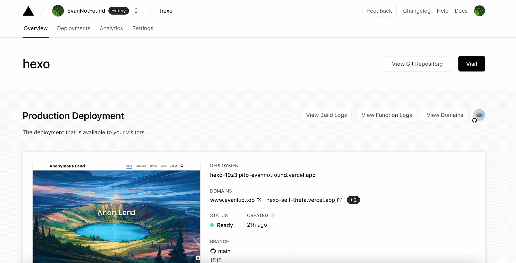 Creating a Hexo Personal Blog with GitHub+Vercel: The Complete Guide